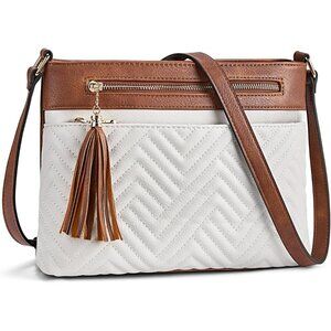 BOSTANTEN Quilted Crossbody Bag for Women, Medium Shoulder Purse with Tassel